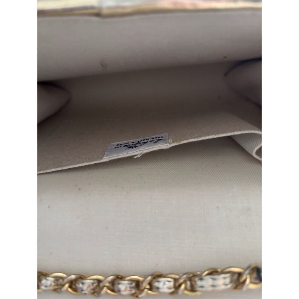 La Regale Woven Straw Grass Handbag Purse Gold Tone Hardware Vintage Chain Strap - Picture 8 of 8